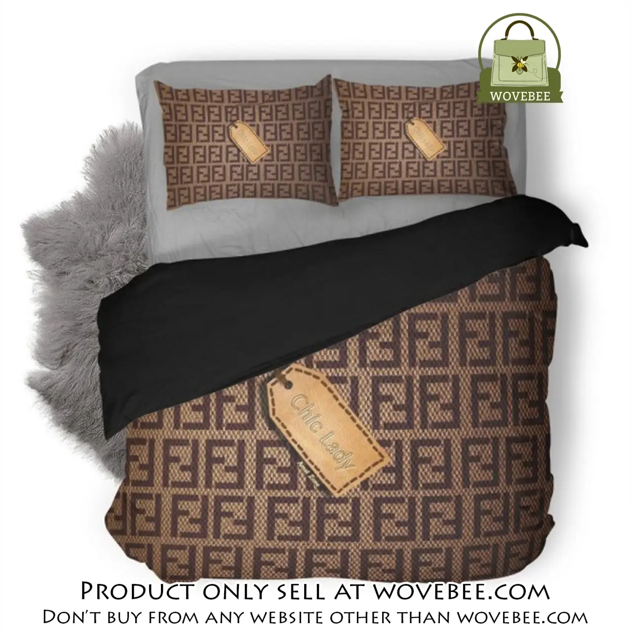 Fendi chic lady luxury logo fashion brand premium bedding set home decor wvb4821930